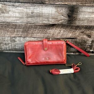 NWOT The Sak Red Leather Convertible Crossbody Wristlet Wallet